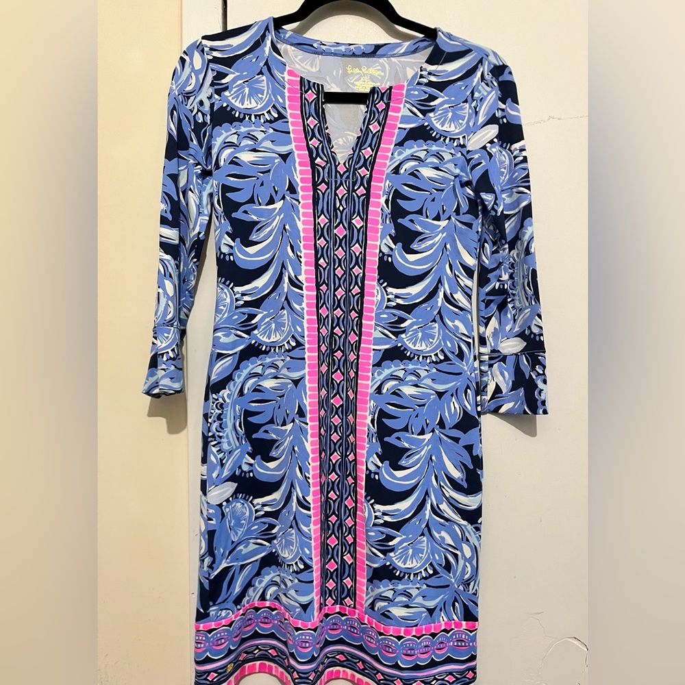 NWOT Lilly Pulitzer UPF 50+ Nadine Chilly Lilly Shift Dress XXS